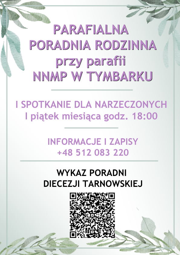 Plakat - Poradnia rodzinna przy parafii NNMP w Tymbarku