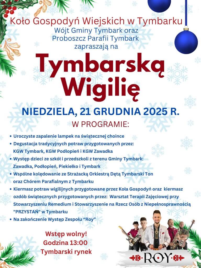 Plakat dotyczący Tymbarskiej Wigilii