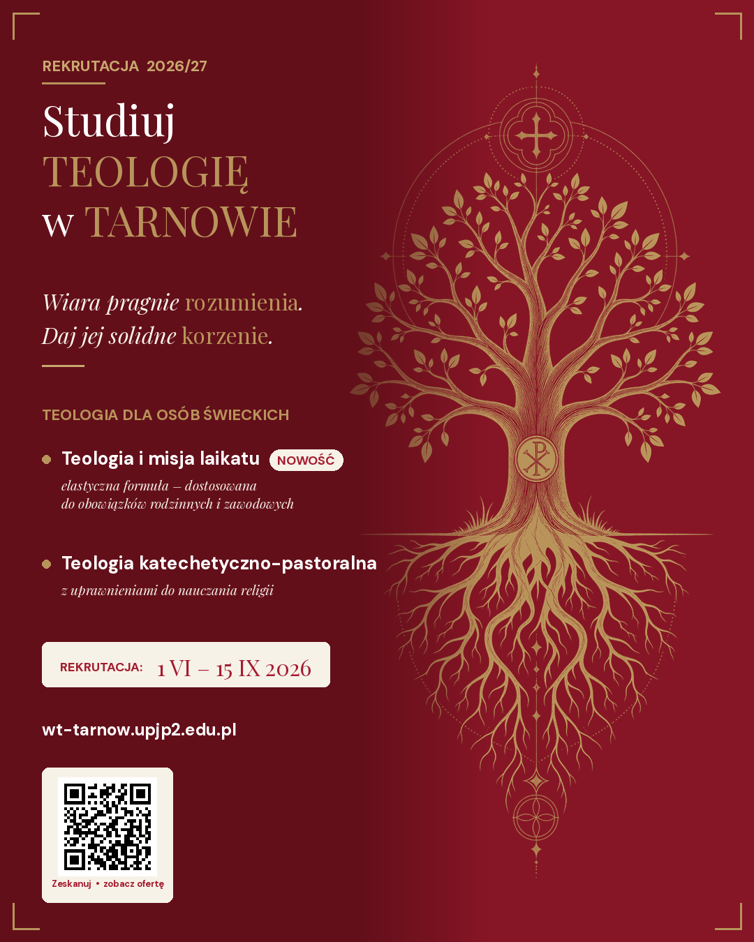 Zaproszenie do studiowania teologii w Tarnowie